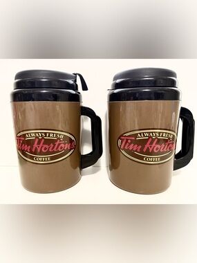 Tim Hortons Aladdin plastic jumbo 64 oz travel mug thermos containers (Set of 2)